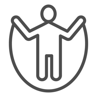 İp atlama ikonu olan bir adam. Beyaza izole edilmiş halat çizimi ile egzersiz yapmak. Web ve uygulama için tasarlanmış eğitim tasarımı tasarımı atlanıyor. Eps 10.