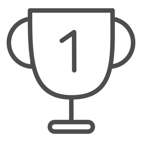 Winner Cup Linie Symbol. Sportpokal mit Abbildung Nummer eins isoliert auf weiß. Pokal Nummer 1 umreißt Stil-Design, entworfen für Web und App. Eps 10. — Stockvektor