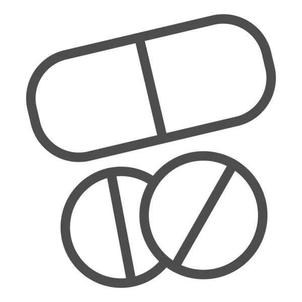Εικονίδιο γραμμής δισκίων. Φάρμακα απεικόνιση απομονώνονται σε λευκό. Φάρμακα ή χάπια περίγραμμα στυλ σχεδιασμού, σχεδιασμένο για web και app. Eps 10. — Διανυσματικό Αρχείο
