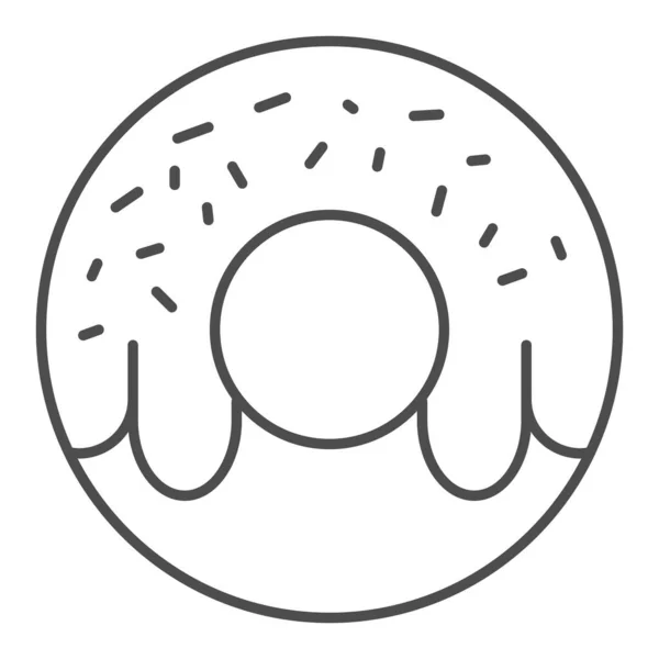 Піктограма тонкої лінії пончика. Ілюстрація символу пончика ізольована на білому. Апетитний смачний пончик з глазурованим контуром стилю дизайну, призначений для веб та додатків. Епс 10 . — стоковий вектор