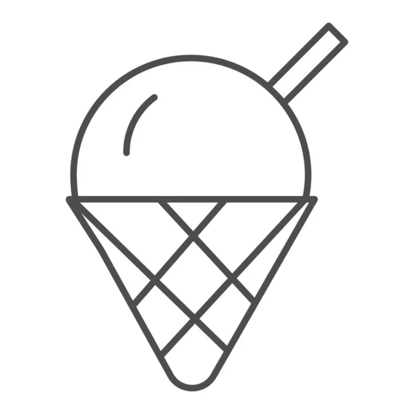 Ícone linha fina sorvete. Ilustração de sobremesa de cone de sorvete bonito isolado em branco. Design de estilo de esboço de logotipo de sorvete, projetado para web e aplicativo. Eps 10 . —  Vetores de Stock