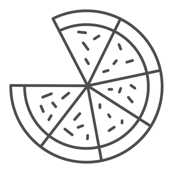Значок тонкой линии пиццы. Вырезать пиццу без одного фрагмента иллюстрации изолированы на белом. Junk food - стильный дизайн, предназначенный для веб-сайтов и приложений. Eps 10 . — стоковый вектор