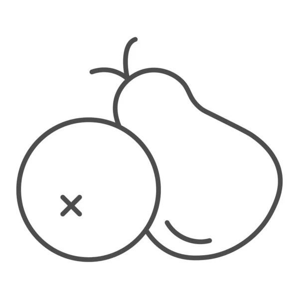 細い線のアイコンを梨。白に孤立した2本の梨のイラスト。健康梨の果物は、ウェブとアプリのために設計されたスタイルのデザインを概説します。Eps 10. — ストックベクタ