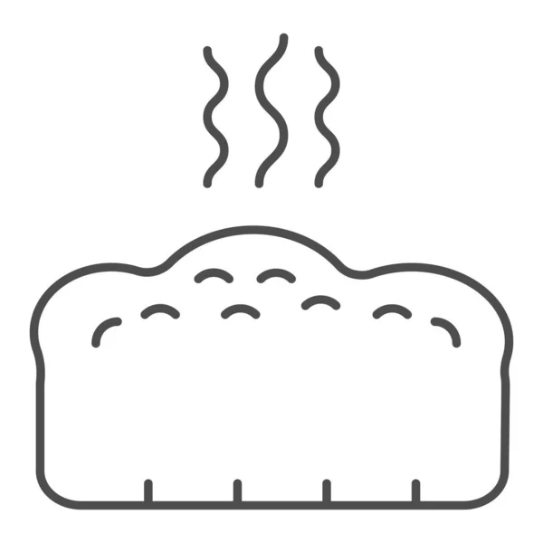 Ikona tenké čáry chleba. Horká bochník chleba s parní ilustrací izolované na bílém. Horký toast pečivo logo design obrysu, určený pro web a aplikaci. Eps 10. — Stockový vektor