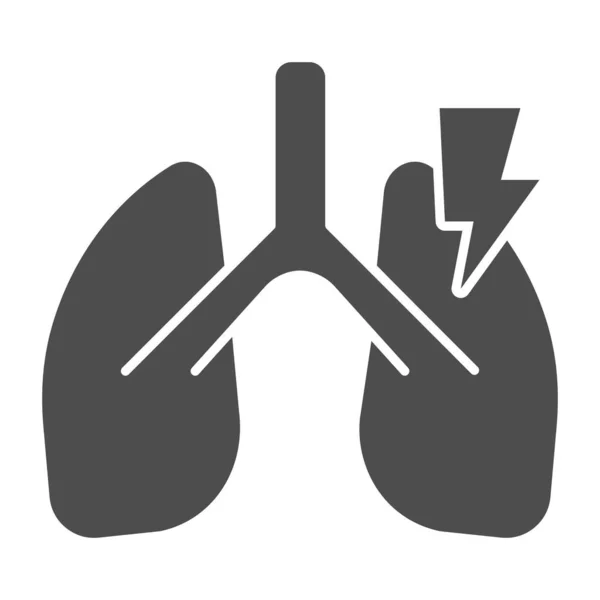 Lungs inflammation solid icon. Coronavirus threat attacks and destroys organs glyph style pictogram on white background. Lungs pneumonia for mobile concept and web design. Vector graphics. — Stock Vector
