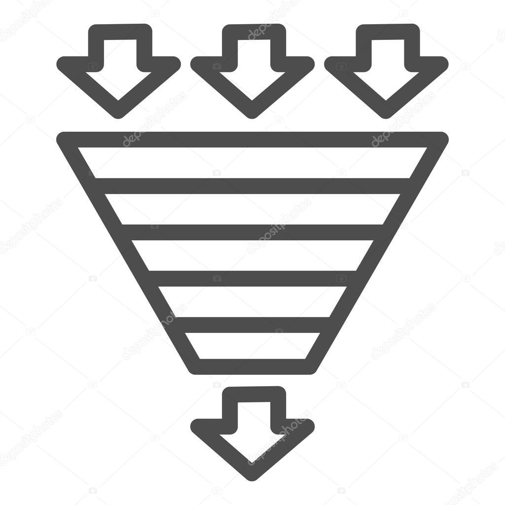 Bottleneck chart line icon. Consumption pyramid, funnel diagram symbol, outline style pictogram on white background. Benchmarking sign for mobile concept and web design. Vector graphics