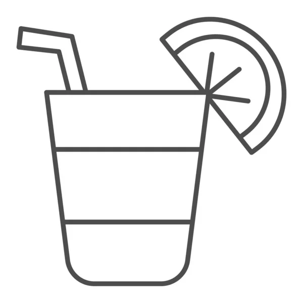 Cocktail ícone linha fina. Copo de coquetel com ilustração de fatia de limão isolado em branco. Álcool Cocktail bebida design estilo esboço, projetado para web e app. Eps 10 . — Vetor de Stock