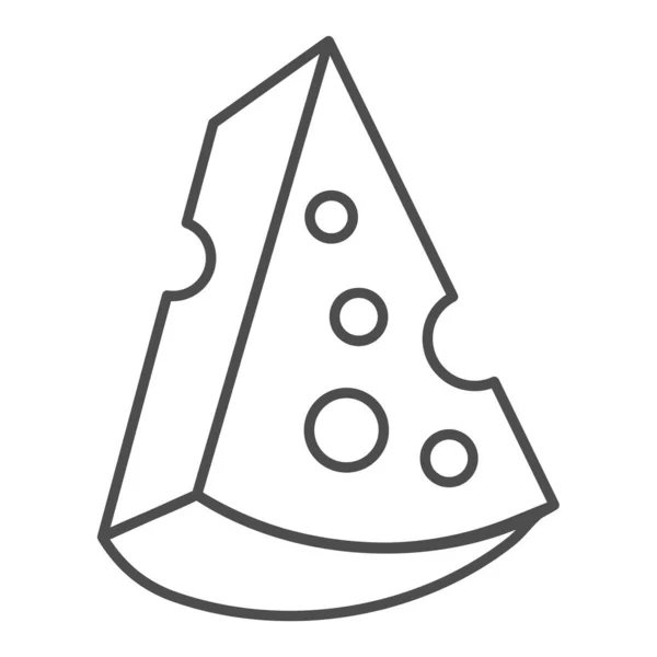 Ikona tenké čáry. Cheddar sýr kousek ilustrace izolované na bílém. Design francouzského sýra ve stylu osnovy, navržený pro web a aplikaci. Eps 10. — Stockový vektor