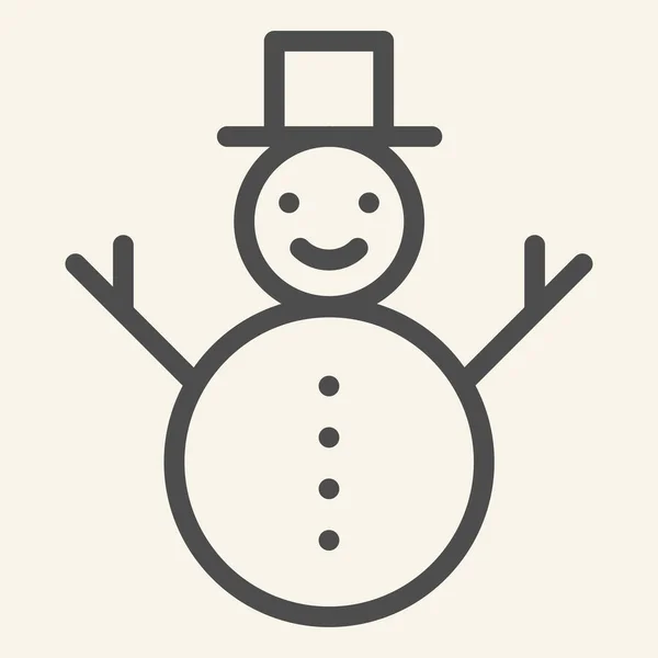 Значок лінії сніговика. Щасливий зимовий сніговик з капелюхом і шарфом окреслює стиль піктограми на білому тлі. Сніговий новорічний святковий фігура для мобільних концепцій та веб-дизайну. Векторна графіка . — стоковий вектор