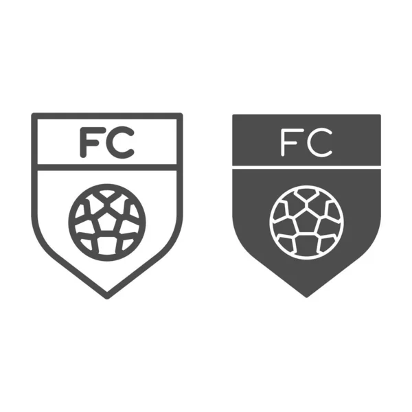 Team Emblem Line Solid Icon Soccer Football Club Shield Ball — Stock Vector