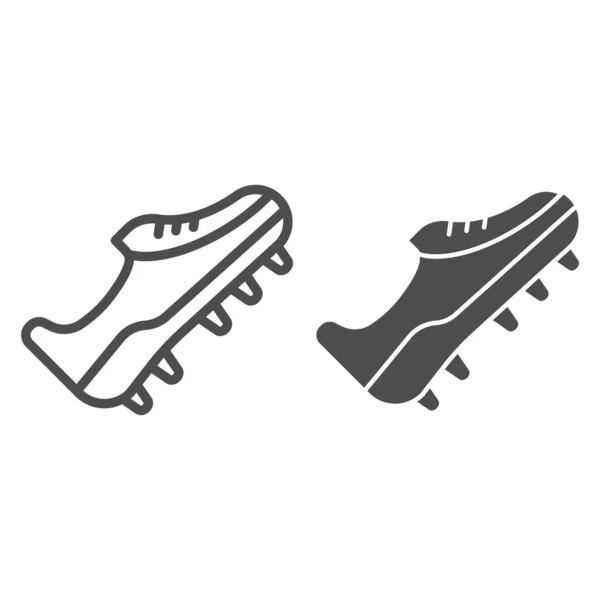 鞋线和坚实的图标 足球靴或运动鞋 美国足球甲骨文符号 白色背景图案 运动标志的移动概念和网页设计 矢量图形 — 图库矢量图片