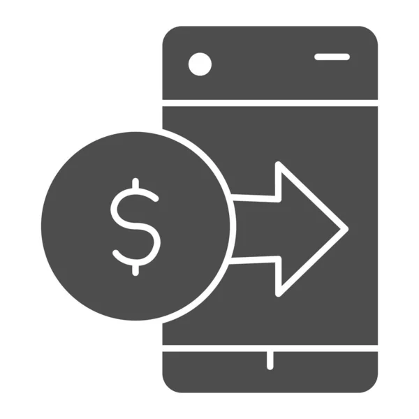 Moneta Dollaro Con Freccia Sullo Smartphone Icona Solida Simbolo Portafoglio — Vettoriale Stock
