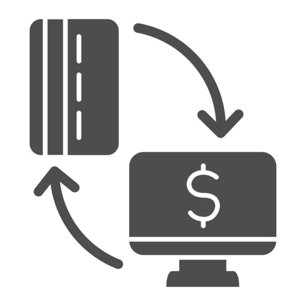 Moniteur Avec Carte Crédit Icône Solide Symbole Des Opérations Bancaires — Image vectorielle
