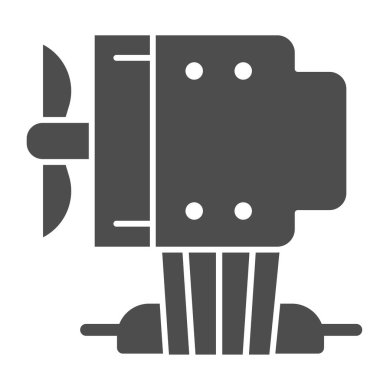 İşlemci soğutma kulesi katı simgesi. Bilgisayar soğutucusu, vantilatör ya da vantilatör sembolü, beyaz arka planda glyph tarzı resim. Mobil konsept ve web tasarımı kriterleri. Vektör grafikleri