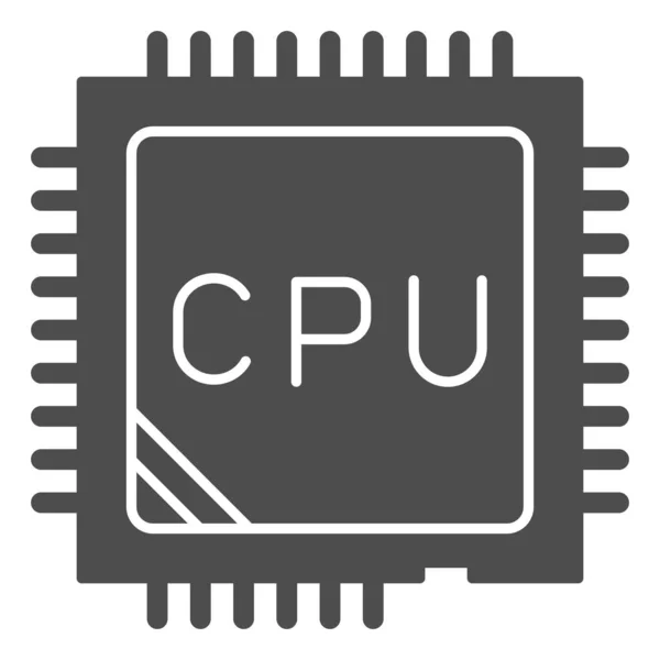 Ikon Solid Prosesor Chip Atau Microchip Simbol Unit Pemrosesan Pusat - Stok Vektor