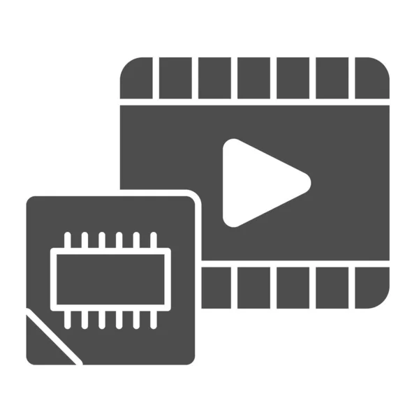 Multimediální Mikročip Plná Ikona Video Přehrávač Čip Symbol Hardwarového Zpracování — Stockový vektor