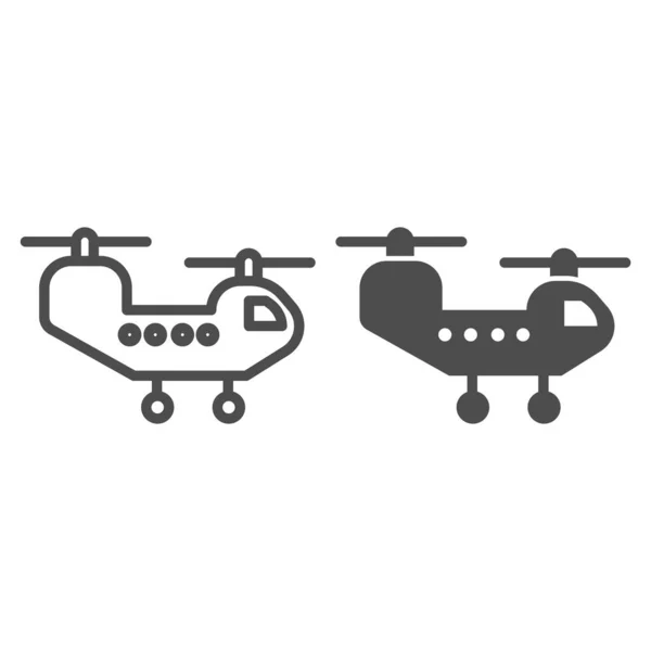 Línea Helicóptero Del Ejército Icono Sólido Chopper Ataque Transporte Símbolo — Archivo Imágenes Vectoriales