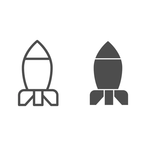 Raketenlinie Und Solides Symbol Bomb Rakete Waffe Oder Raumschiff Symbol — Stockvektor