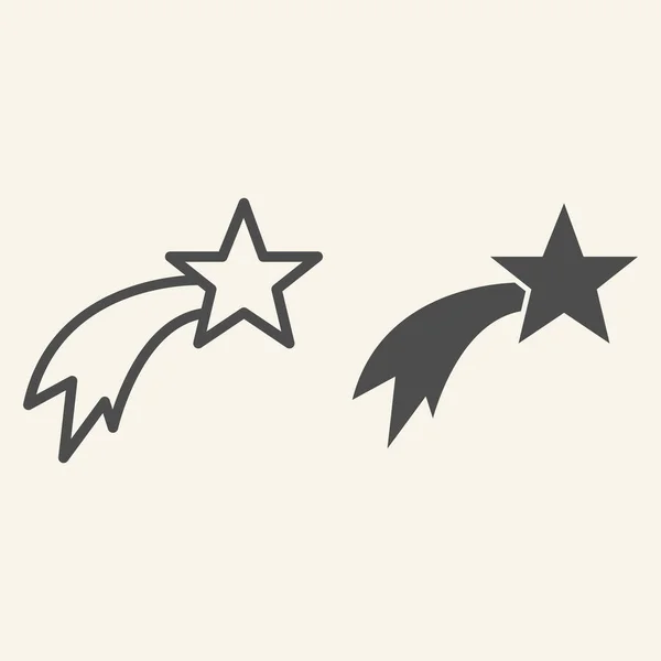 Shooting Star Line Solid Icon Christmas Falling Star Outline Style — Stock Vector