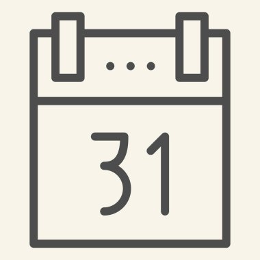 Yeni yıl takvim çizelgesi simgesi. Takvim sayfasında 31 Aralık beyaz arkaplanda resim çizimi. Mobil konsept ve web tasarımı için yılbaşı gecesi randevusu. Vektör grafikleri