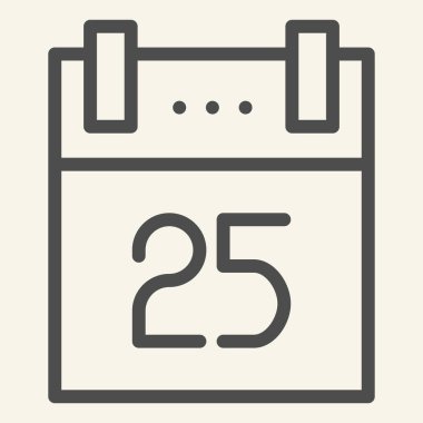 Noel takvimi simgesi. Aralık 'ın 25' inde takvim sayfası beyaz arkaplanda resim çizimi. Mobil konsept ve web tasarımı için 25 Aralık randevu sayfası. Vektör grafikleri