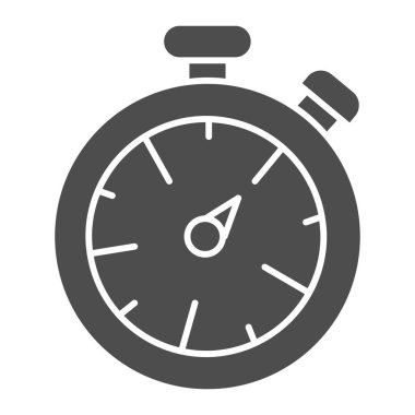 Stopwatch katı simgesi. Zamanlayıcı illüstrasyonu beyazda izole edildi. Spor saati kronometre glifli tasarım, web ve uygulama için tasarlandı. Eps 10