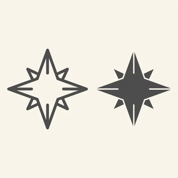 Julstjärnan Linje Och Solid Ikon Northern Star Skissera Stil Piktogram — Stock vektor