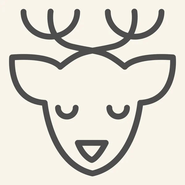 圣诞鹿线图标 驯鹿头在白色背景上勾勒出风格象形文字 移动概念和网页设计的新年和圣诞节标志 矢量图形 — 图库矢量图片