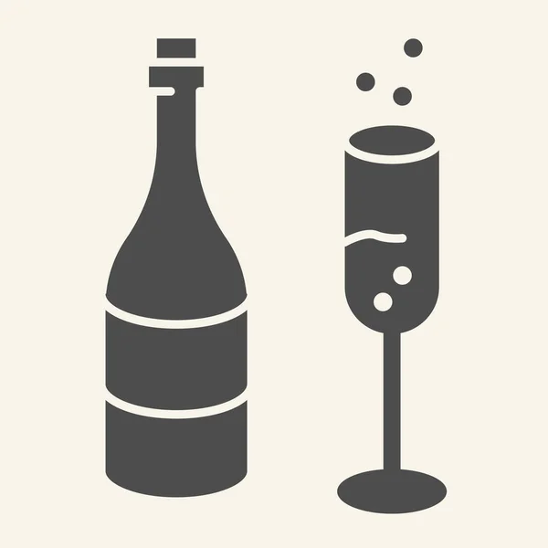 Champagne Verre Icône Solide Pictogramme Style Glyphe Célébration Nouvel Sur — Image vectorielle