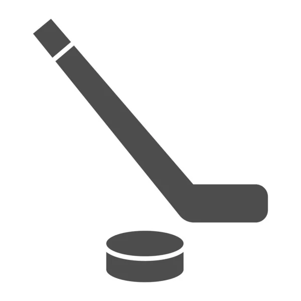 Hockey Solid Ikon Hockeyklubba Och Bricka Symbol Illustration Isolerad Vitt — Stock vektor