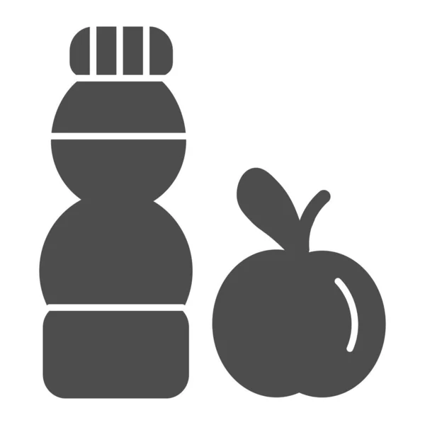 Wasserflasche Und Apfel Solide Symbol Gesunder Lebensstil Fitness Symbol Illustration — Stockvektor