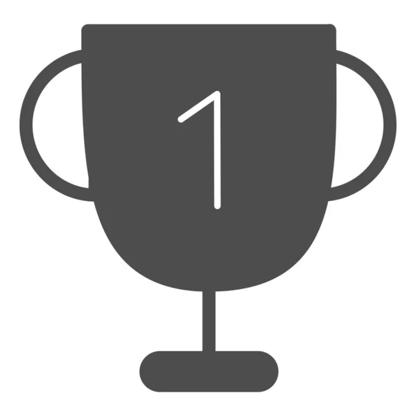 Pevná Ikona Vítězného Poháru Sportovní Pohár Číslem Jedna Ilustrace Izolované — Stockový vektor