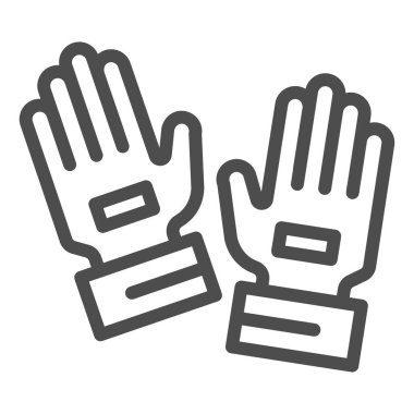 Kaleci eldiven çizgisi ikonu. Kaleci eldivenleri, futbol koruma sembolü, beyaz arka planda ana hatlı resim. Mobil konsept ve web tasarımı için futbol tabelası. Vektör grafikleri