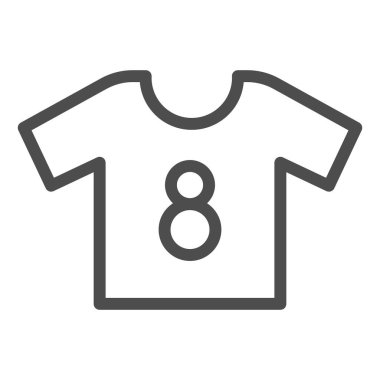 Gömlek çizgisi ikonu. Futbol takımı, sekiz numaralı forma takımı, beyaz arka planda ana hatlı resim. Mobil konsept ve web tasarımı için spor tabelası. Vektör grafikleri