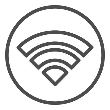 Wifi İnternet Hattı simgesi. Kablosuz ağ sinyal kapsama sembolü, beyaz zemin üzerinde ana hatlı resim. Mobil konsept ve web tasarımı için ağ ya da elektronik imzası. Vektör grafikleri