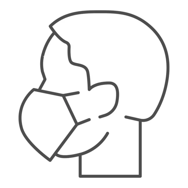 Tête Personne Avec Respirateur Masque Mince Icône Ligne Pictogramme Style — Image vectorielle