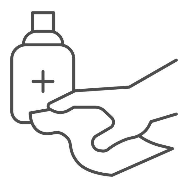Icône Ligne Mince Hygiène Domestique Désinfection Avec Alcool Antiseptique Pictogramme — Image vectorielle
