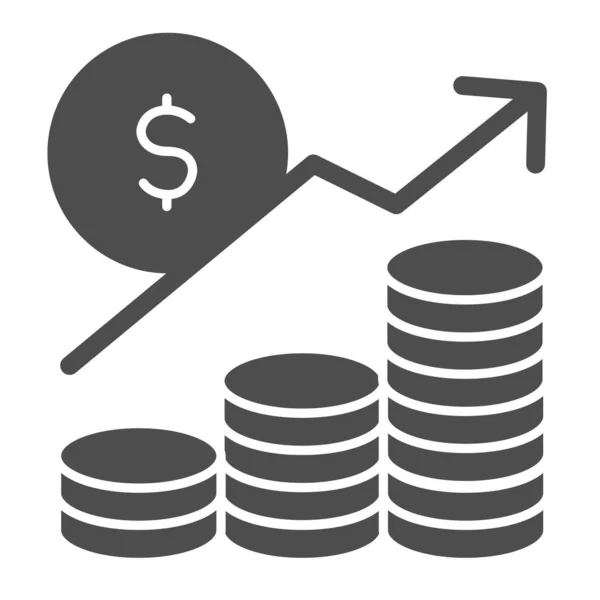 Pengar Vinstanalys Solid Ikon Tillväxt Diagram Pil Mynt Och Dollar — Stock vektor