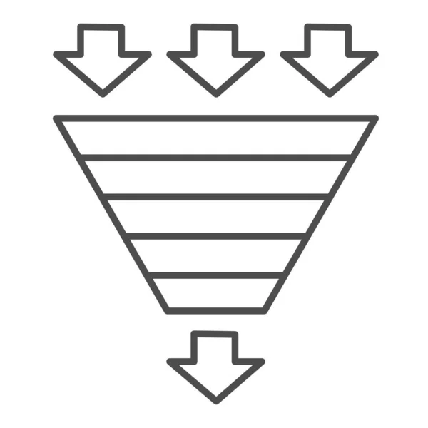 Dar Çizgi Çizelgesi Ince Çizgi Simgesi Tüketim Piramidi Huni Diyagramı — Stok Vektör