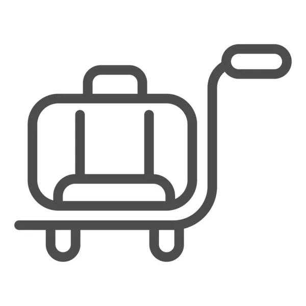 Baggage Line Icon Luggage Trolley Cart Briefcase Symbol Outline Style — Stock Vector