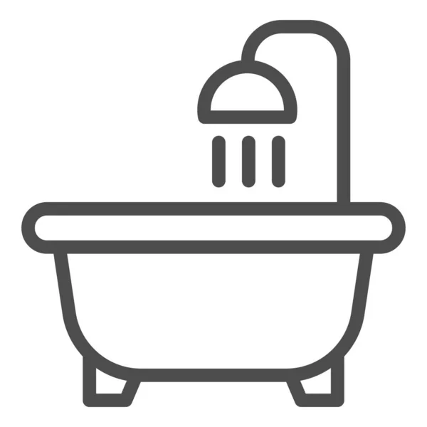 Ligne Salle Bain Icône Baignoire Avec Douche Symbole Des Toilettes — Image vectorielle