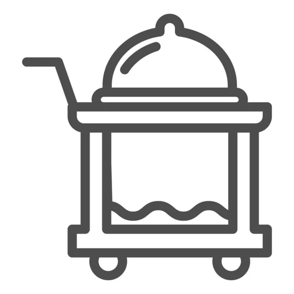 Значок Лотка Завтрака Крытая Тележка Таблицей Символом Блюд Пиктограмма Очертаниях — стоковый вектор