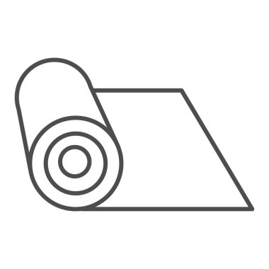 Mat ince çizgi simgesi. Zindelik çizimi için yuvarlanmış koruyucu malzeme beyaza izole edilmiş. Yoga tasarımı için mat, web ve uygulama için tasarlanmış. Eps 10.