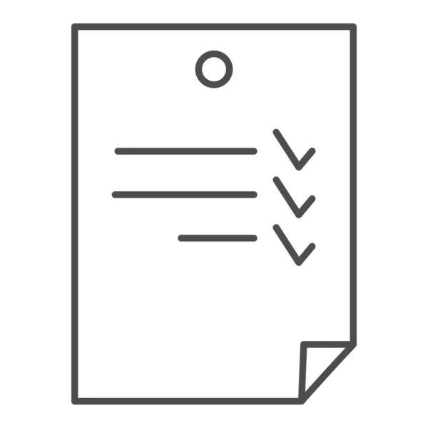 Lista de tareas delgadas icono de línea. Lista de verificación con marcas de ilustración aisladas en blanco. Casilla de lista de verificación con un diseño de estilo de esquema de comprobación, diseñado para la web y la aplicación. Eps 10 . — Archivo Imágenes Vectoriales