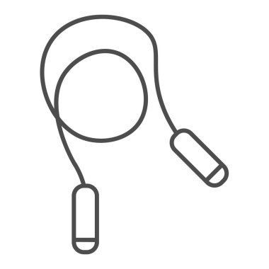 İp atlama, ince çizgi simgesi. Beyaz üzerinde izole edilmiş halat çizimi uygula. Halat tasarımı atlanıyor, web ve uygulama için tasarlandı. Eps 10.