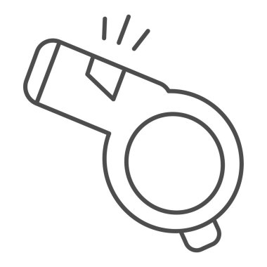 İnce çizgi simgesi ıslık çal. Spor hakemi ıslık çizimi beyaza izole edildi. Spor üfleyici tasarımı, web ve uygulama için tasarlanmış. Eps 10.