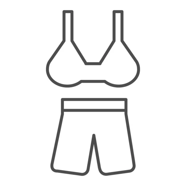Fitness κοστούμι λεπτή γραμμή εικονίδιο. Γυναίκα κατάρτισης σπορ κοστούμι εικόνα απομονώνονται σε λευκό. Γυναικεία σπορ σχέδιο περίγραμμα στυλ, σχεδιασμένο για web και app. Eps 10. — Διανυσματικό Αρχείο