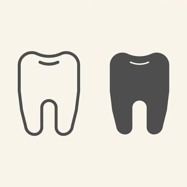 Лінія зубів і тверда піктограма. Стоматологія або логотип стоматології окреслюють стиль піктограми на білому тлі. Здоров'я для мобільних концепцій та веб-дизайну. Векторна графіка . — стоковий вектор