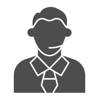 Futbol ya da futbol yorumcusu sağlam bir ikon. Kulaklıklı bir insan, hayran destekli bir sembol, beyaz arka planda glifli bir resim. Mobil konsept ve web tasarımı için spor tabelası. Vektör grafikleri.