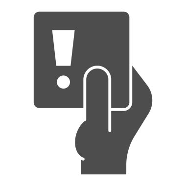 Penaltı geçirmez simge. Futbol ya da futbol hakemlerinin elinde faul kart sembolü, beyaz arka planda kabartma resim. Mobil konsept ve web tasarımı için spor tabelası. Vektör grafikleri.